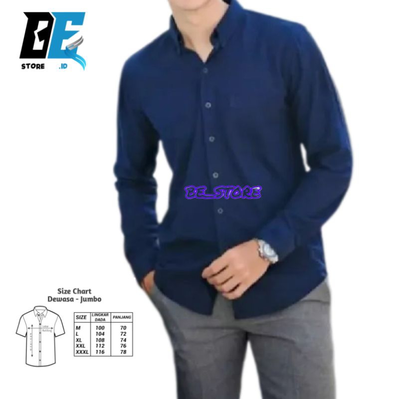 Kemeja Polos Pria Biru Dongker NEVY Lengan Panjang | Hem Katun Slimfit Premium | Kemeja Formal Kasua