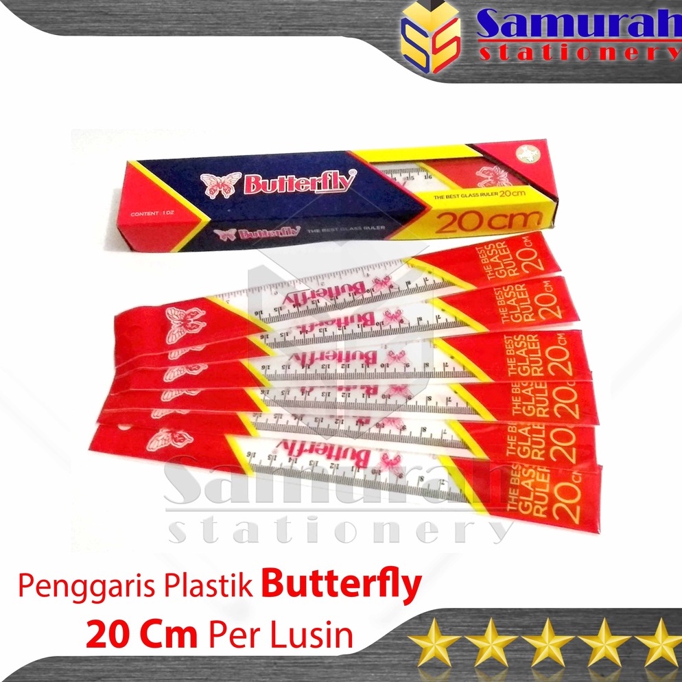 

KODE K83L Penggaris Plastik Buterfly 2 cm Per Lusin Mika Glass Ruller ButterFly Alat ukur panjang 2 centimeter 1 Pak