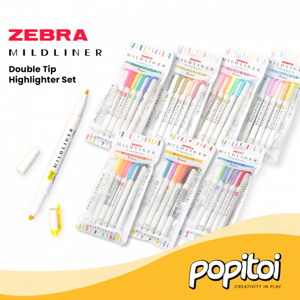

KODE A99F Zebra Mildliner SET Double Tip Highlighter Midliner Pastel Marker