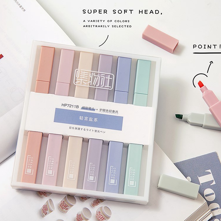 

KODE W67J Stabilo highlighter pastel marker Highlighter marker Morandi color Macron pastel double tip 6 colors