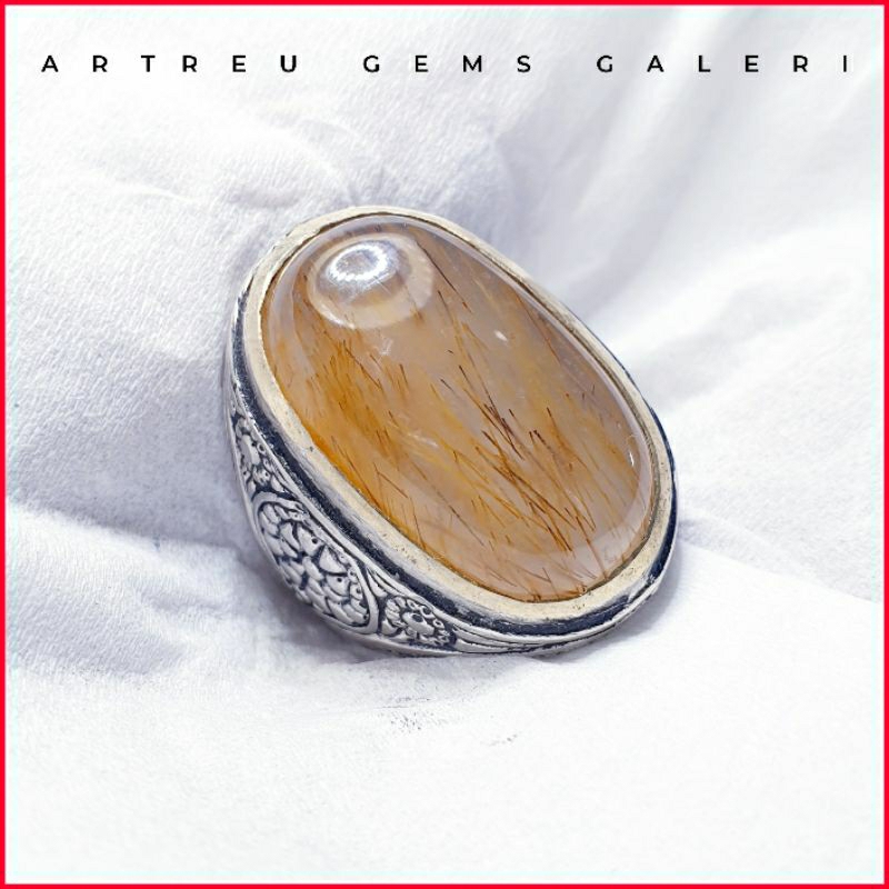 Batu Cendana Serat Emas | COD Bisa | Cincin Batu Akik Ring 5-10