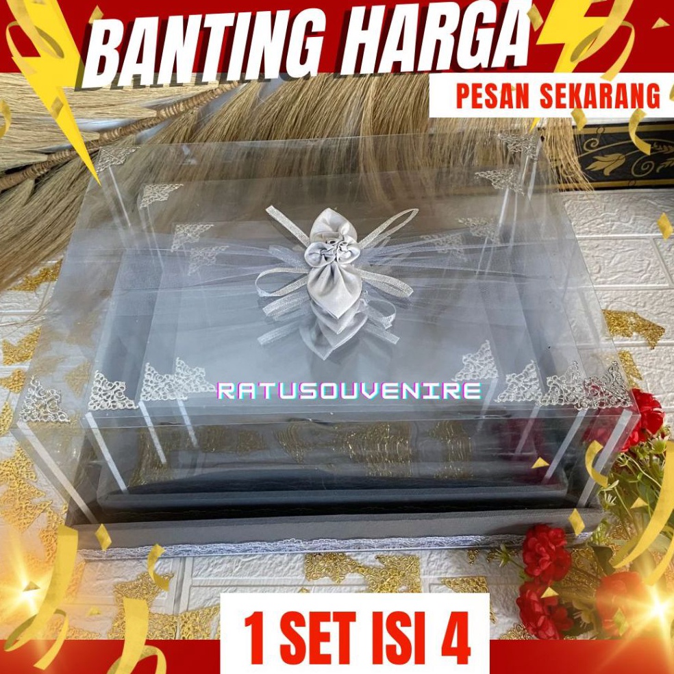 

Promo promo Kotak Seserahan Pernikahan Set Lengkap isi 4 Box Hantaran Parcel Mika Unik Kekinian