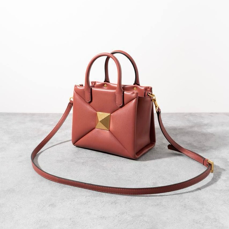 Original Valentino VLTN One Stud Small Tote Bag in Lamb Nappa Leather