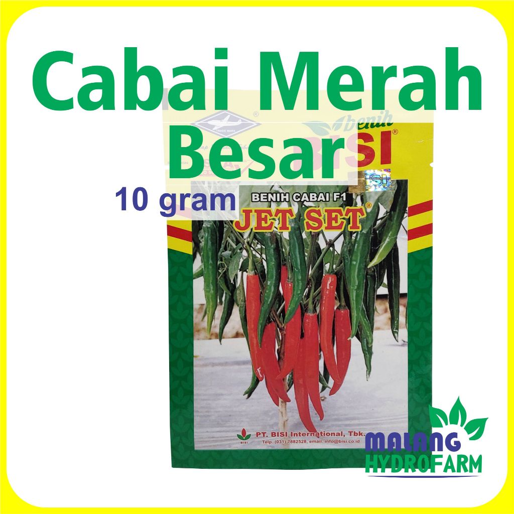 Benih Cabai Merah Besar Jet Set F1 10 gram Cap Kapal Terbang dataran menengah tinggi bibit biji sayu