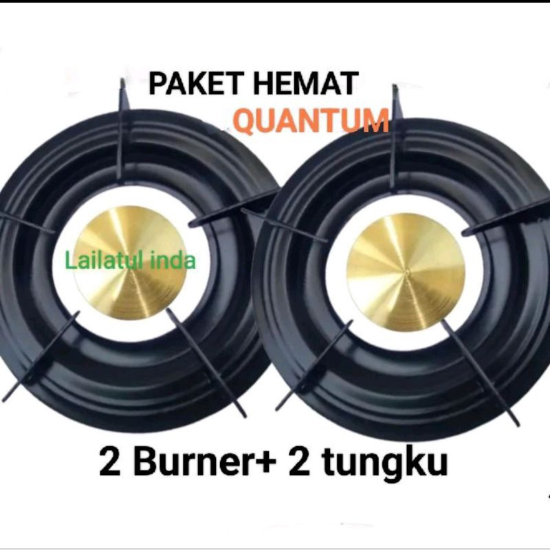 PAKET HEMAT TATAKAN KOMPOR QUANTUM DAN BURNER QUANTUM KECIL KUNINGAN TEBAL FREE PACKING KARDUS