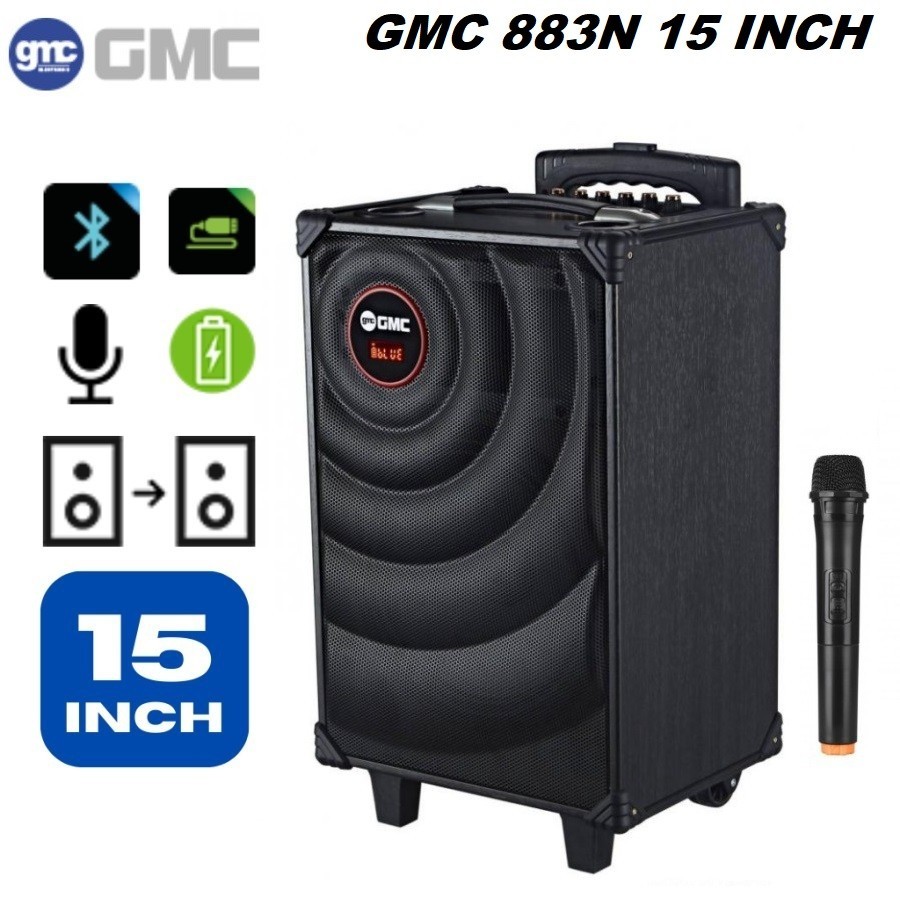 Speaker GMC 883N 15 Inch Portable Bluetooth + Mic Wireless 1 Pcs