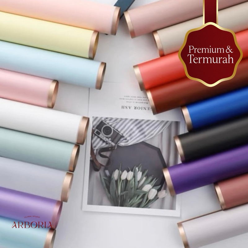 

[PER PACK = 20 LBR] 58x58 CM GOLD LINE Flower Wrapping Paper Kertas Buket Bunga Cellophane