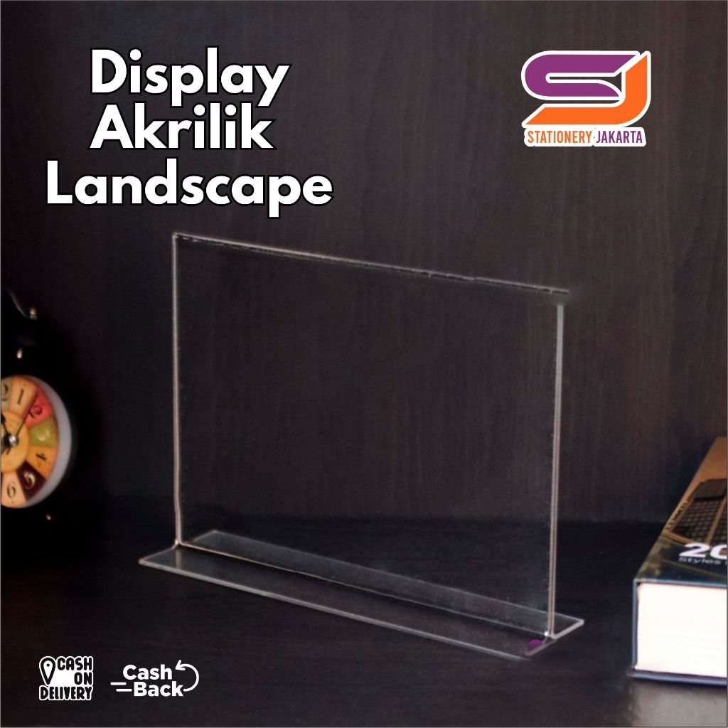 Display Menu Akrilik Standing Acrylic Papan Tempat Meja Minimalis Landscape A6 A5 A4