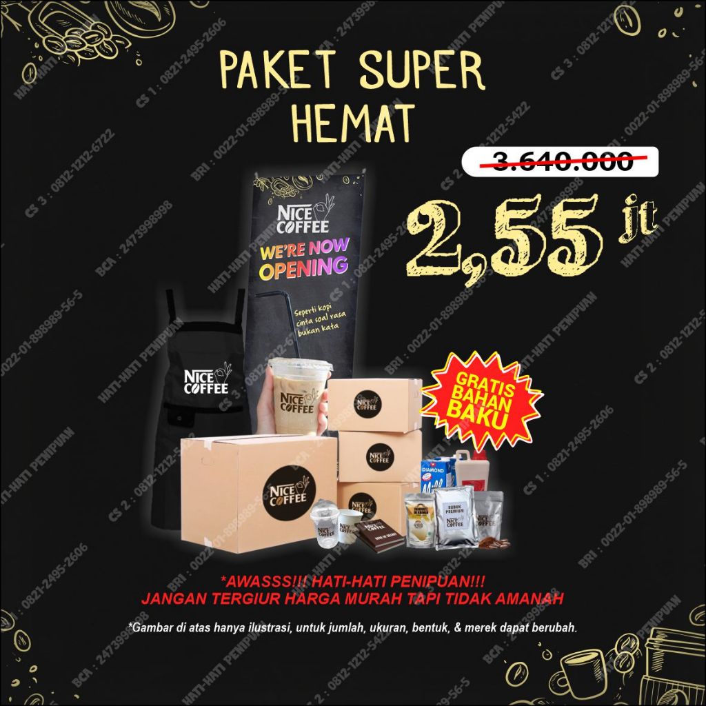 

Paket Usaha Kopi Kekinian Siap Jualan - Super Hemat