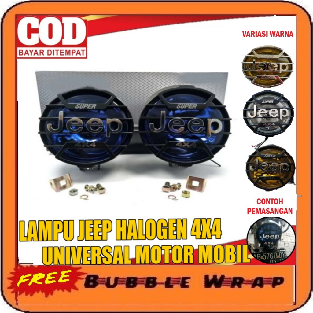 Lampu Jeep Offroad 4 x 4 H3 dan H4 lampu tembak bulat HALOGEN H3 JEEP 4 x 4 Universal lampu mobil at