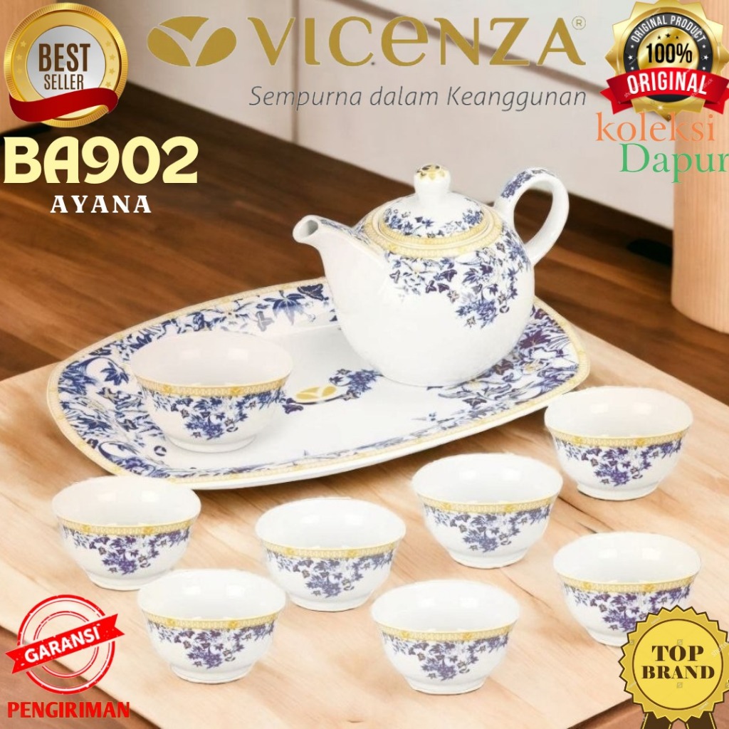 Bowl set VICENZA, Set Mangkuk Kecil cuku dan Teko VICENZA Ba902 motif AYANA, Prasmanan VICENZA Pempe