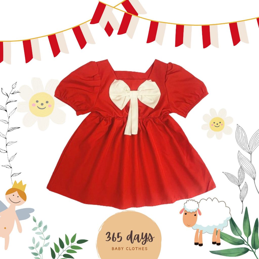 Dress Merah Putih Dress anak , warna merah pita putih, untuk 17 Agustus