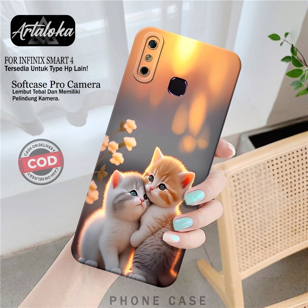 Case Hp Infinix Smart 4 Fashion Case Kucing Softcase Infinix Smart 4 Silikon TPU Pro Camera Casing I