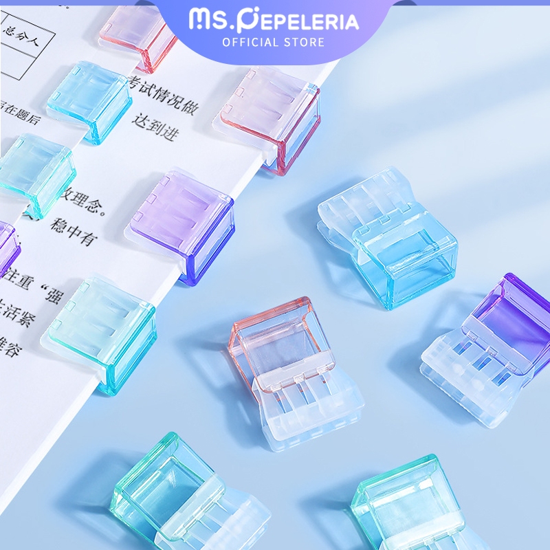 

binder clip/penjepit kertas transparana/Klip kertas/Mendorong Klip File Kantor Klip Warna Transparan-Ms.Pepeleria
