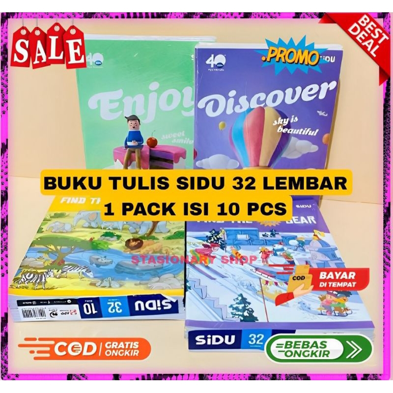

Buku Tulis Sidu 32 Lembar 1 Pack isi 10 Pcs/Buku Tulis Sekolah/Buku Tulis SIDU