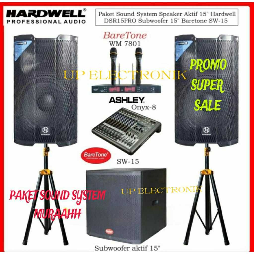 Paket Sound System Outdoor Speaker Aktif 15 Inch Hardwell DSR15 Pro+Subwoofer 15 Inch Original Kompl