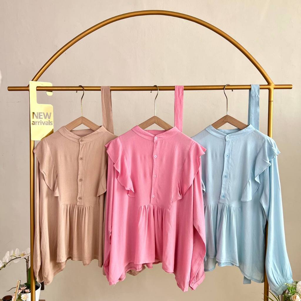 [GROSIR] JR864 - BLOUSE MEIRA RAYON CRINKLE (3pcs @62.000)