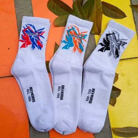 Kaos Kaki Panjang Putih Remora Dax | Kaos Kaki Panjang Murah Wanita dan Pria | Kaos Kaki Model Abstr