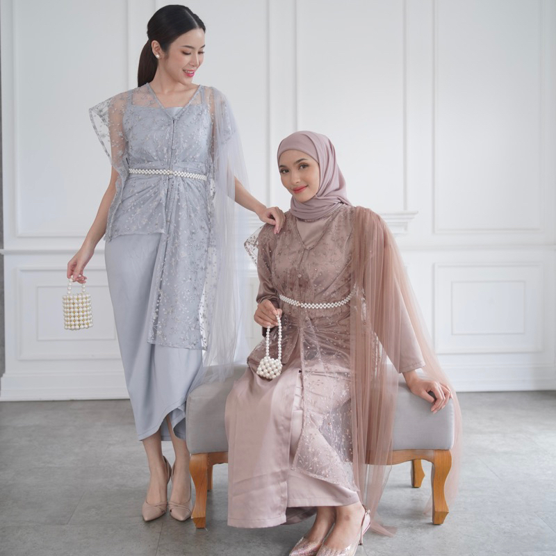 Amaryllis Set by NAMÈLIS - SUDAH SATU SET DAN FREE BELT Outfit Dress Set Hijab Non Hijab untuk Pesta