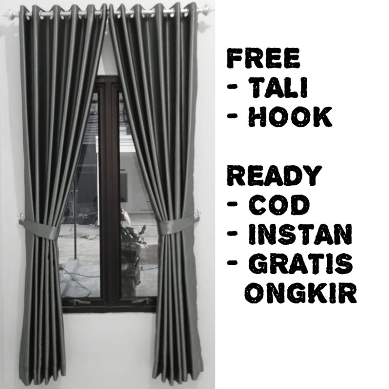 Gorden Blackout Polos Glosy Premium Gordeng Jendela Panjang Pendek Pintu Kamar Ruang Tamu
