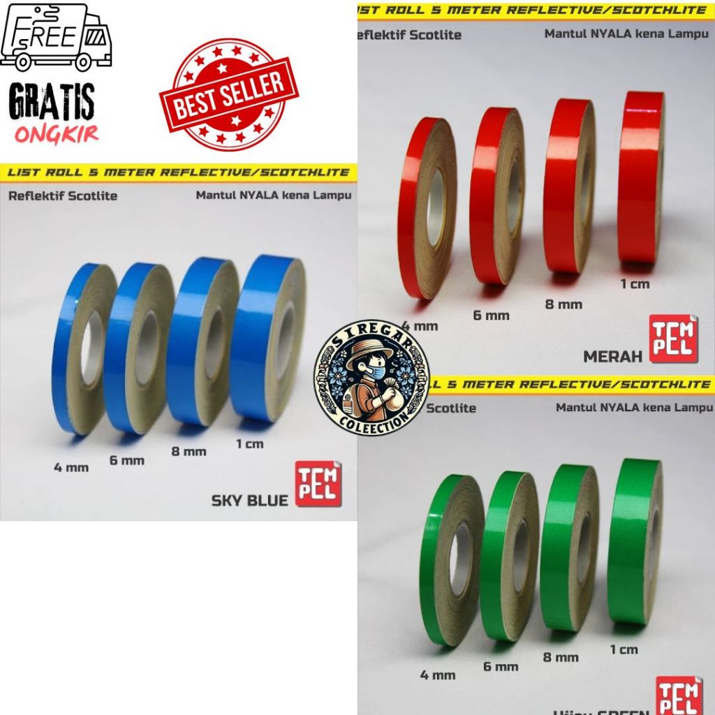 Sticker Stiker Sticker List Velg Roll Gulung Motor Mobil variasi Stiker Velg Motor