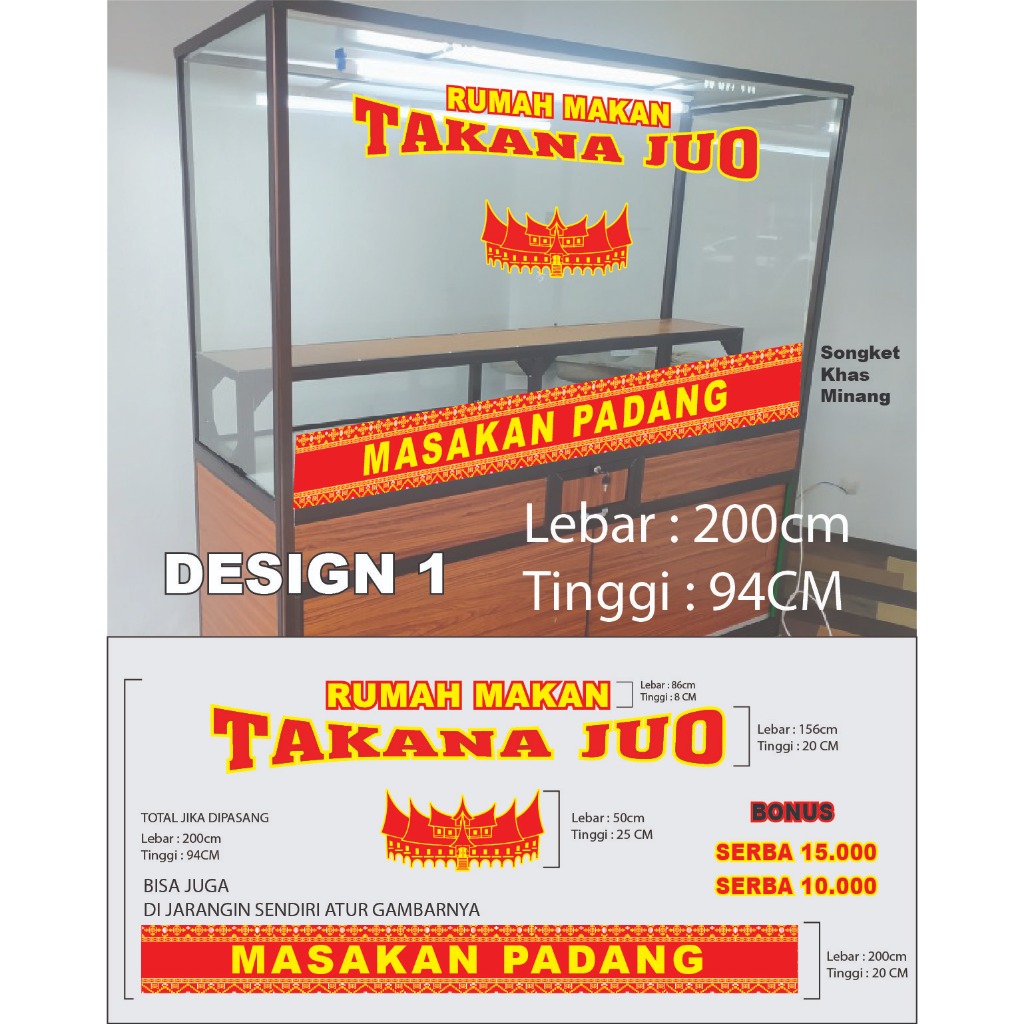 STIKER ETALASE KACA NASI PADANG, WARTEG DLL