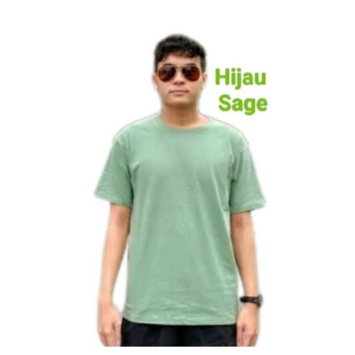 Kaos Polos Lengan Pendek warna Hijau Sage - Kaos Polos Soft Katun Combed 30s warna Hijau Sage - Kaos