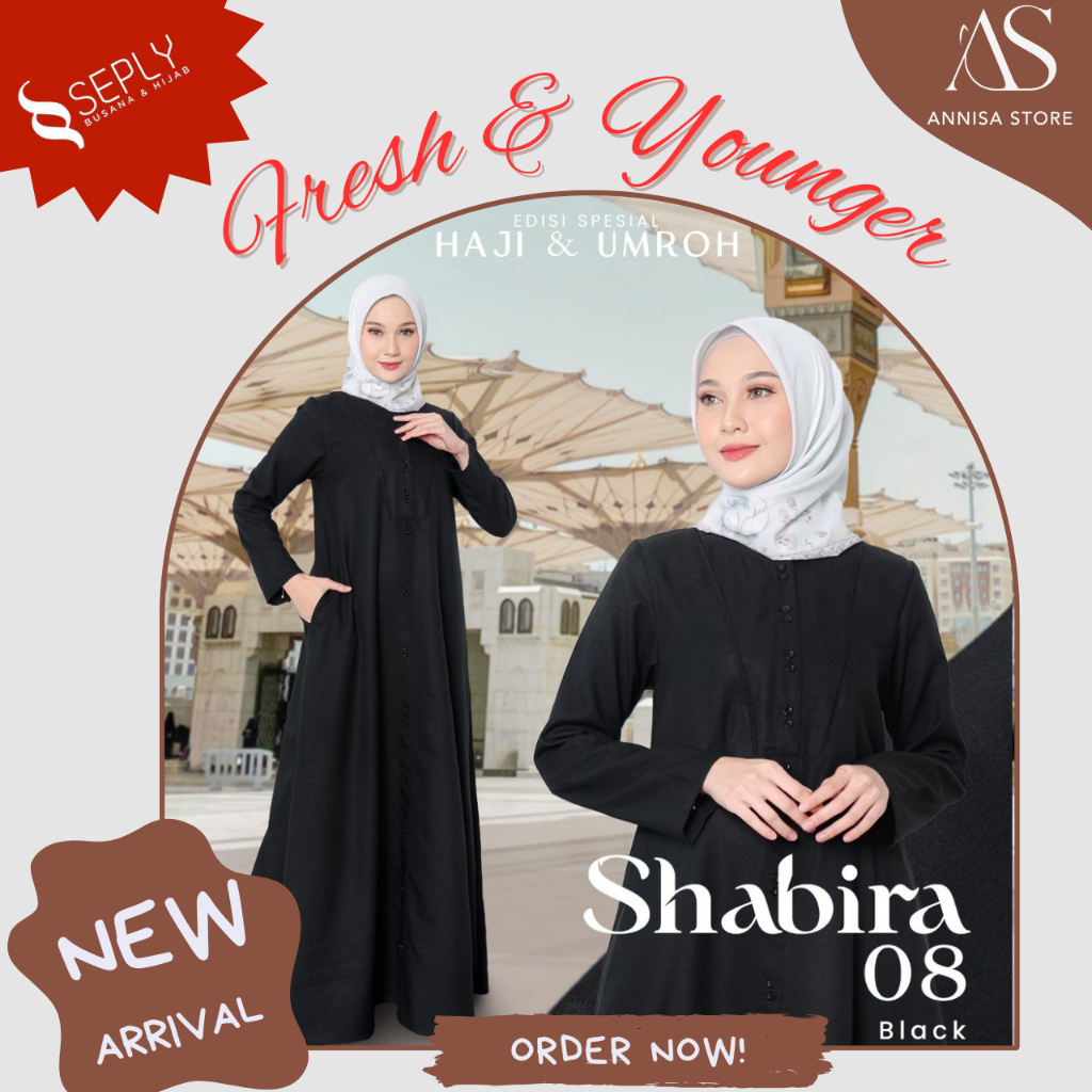 GAMIS HAJI UMROH WANITA SEPLY SHABIRA 08 BLACK / BAJU GAMIS WANITA UNTUK UMROH DAN HAJI