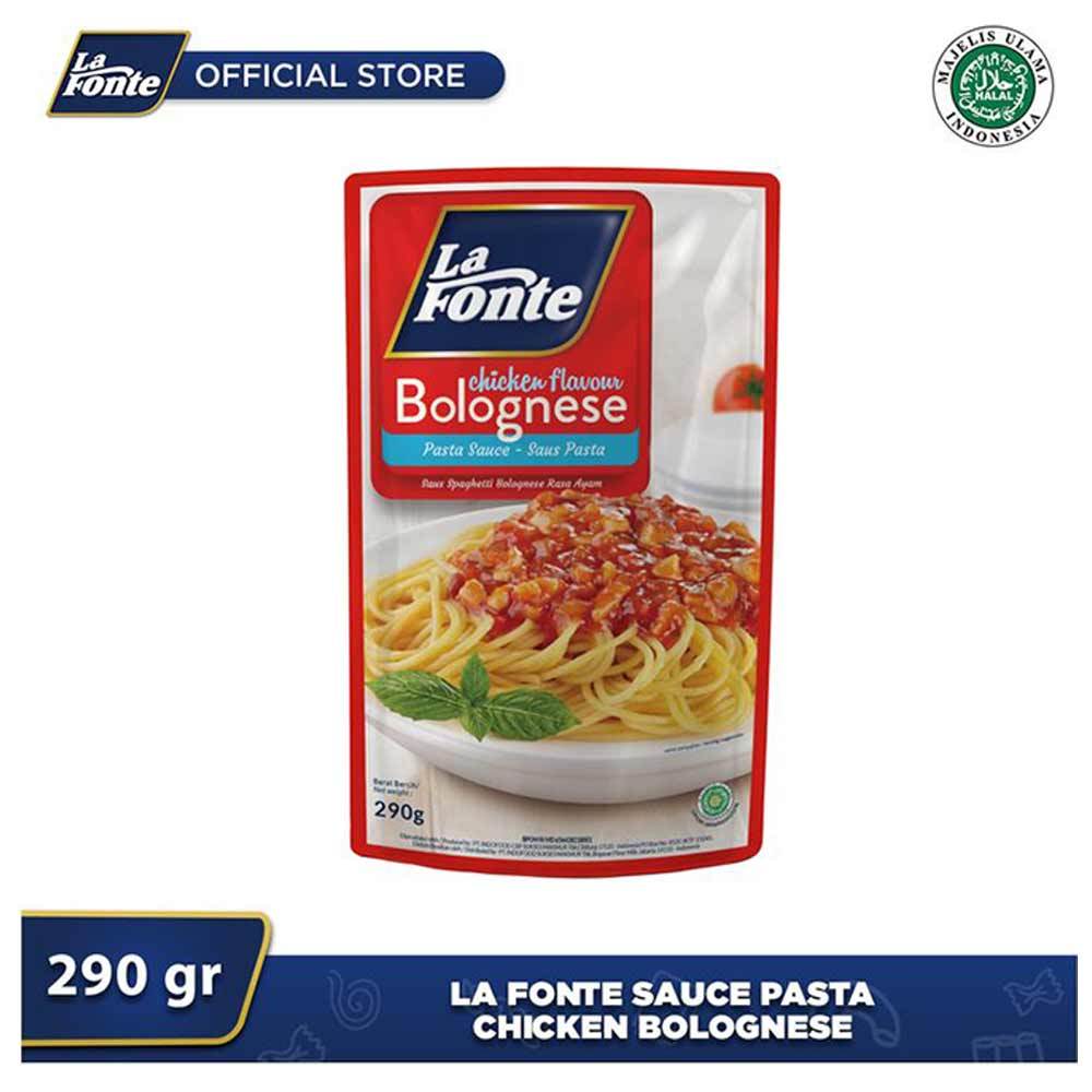 

La Fonte Pasta Sauce ayamBolognese 290G | La Fonte Spaghetti Instant Saus Bolognese 117G | La Fonte Makaroni Pazto Instant Keju 63G