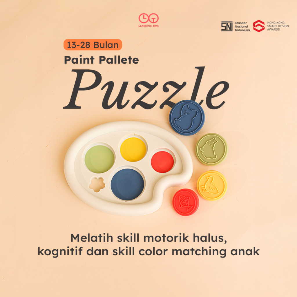 Learning Time - Paint Palette/Mainan Motorik Halus/Mainan Edukasi Anak 1 Sd 2 Tahun/Mainan Montessor