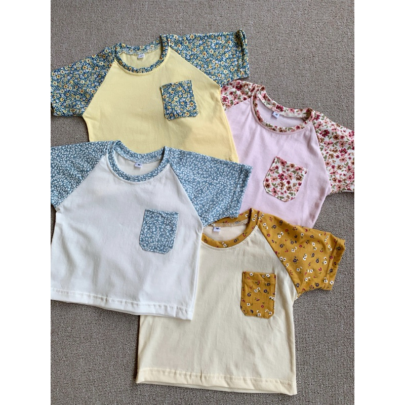 Achira - Flowery Raglan Crop - Baju Raglan Anak Perempuan - Kaos Anak perempuan