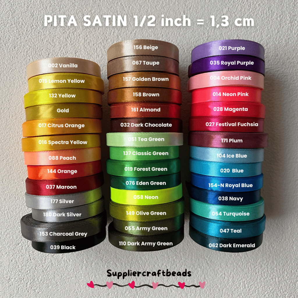 

Pita Satin 1/2 INCH / Pita Satin Lebar 1,3 cm / 20yard / Grosir Pita Satin 1/2 INCH = 1,3 CM | Pita Satin 1/2" Pita Satin 1/2in Pita Satin Import