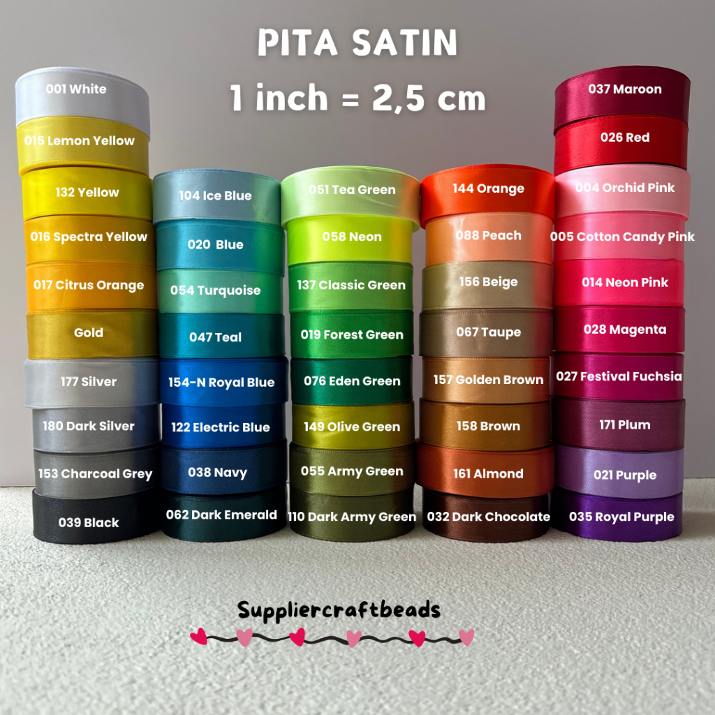 

Pita Satin 1 INCH / Pita Satin Lebar 2,5 cm / 20yard / Grosir Pita Satin 1 INCH = 2,5 CM | Pita Satin 1" Pita Satin 1in Pita Satin Import