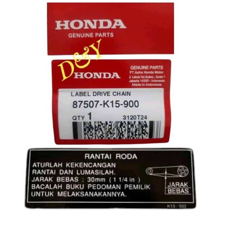 Sticker Rantai ( Arem ) CBR 150R, CB150 StreetFir K45G, CBR250RR K64 Original AHM