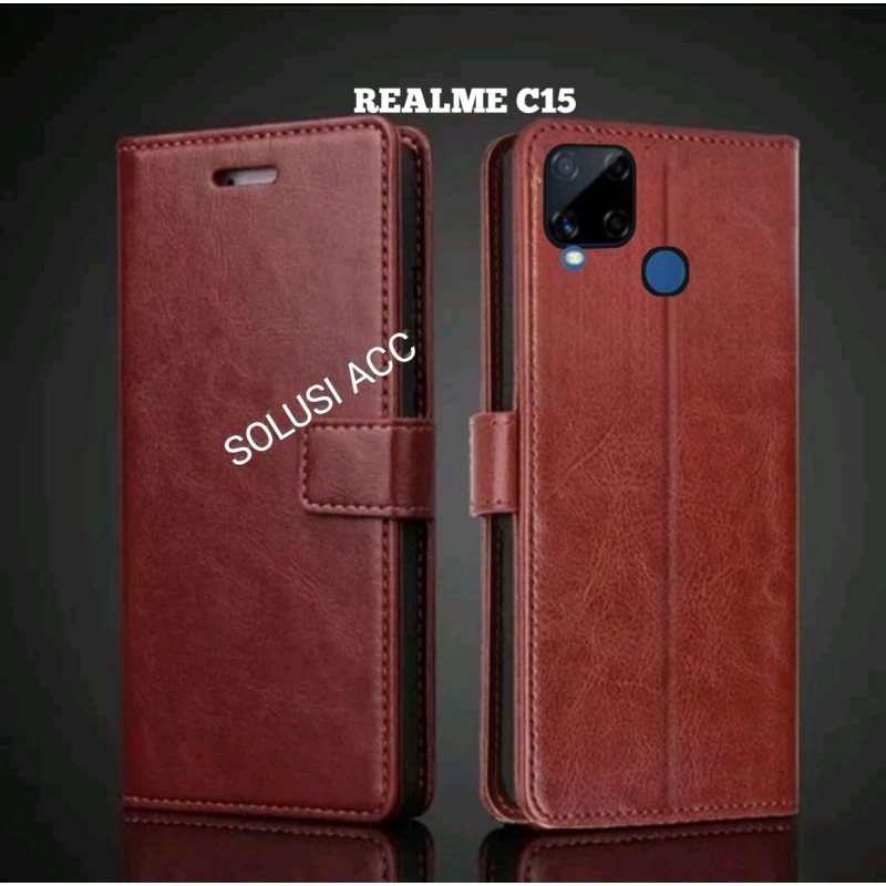CASE HP REALME C15 RMX2180 FLIP COVER WALLET SARUNG HP CASING DOMPET C15