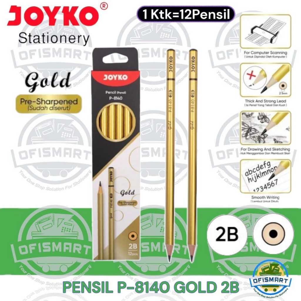 

Joyko Pensil Tulis 2B Gold P-8140 | @1Ktk=12 Pencil