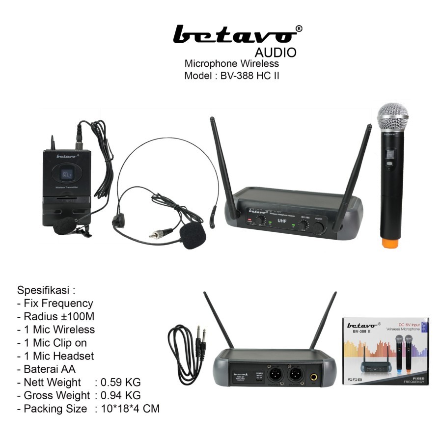 Microphone Wireless Betavo BV-388 HC