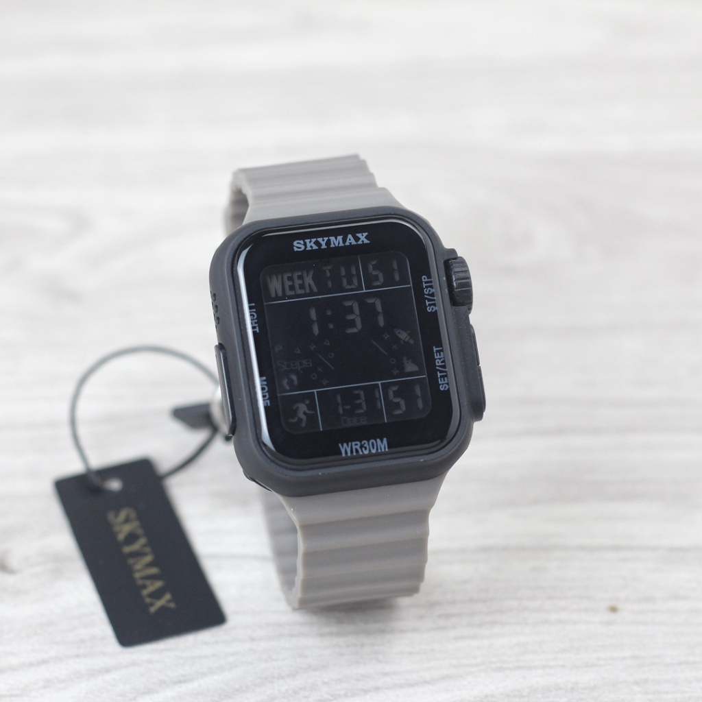 JAm tangan skymax 2301 kotak digital tali rubber pria original