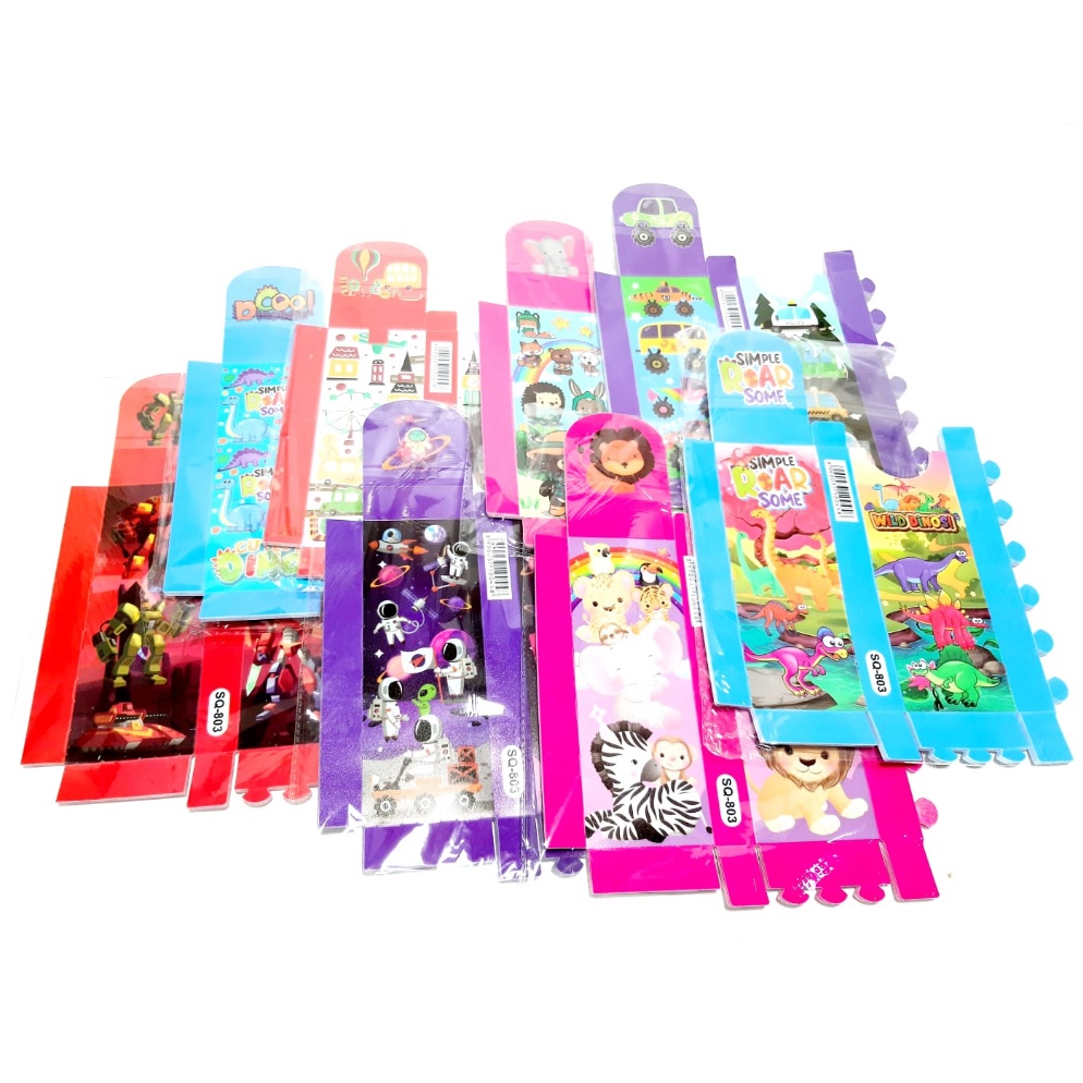 

Pasti Tertarik Harga Grosir 1Packs 12pcs Kotak Pensil Mika Rakit 2X8X3cm karakter Kantong plastik