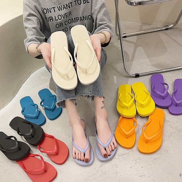 Limited Sandal Jepit Polos Sandal Jepit Wanita Polos Anti Slip Sandal Rumahan  Ungu 3637