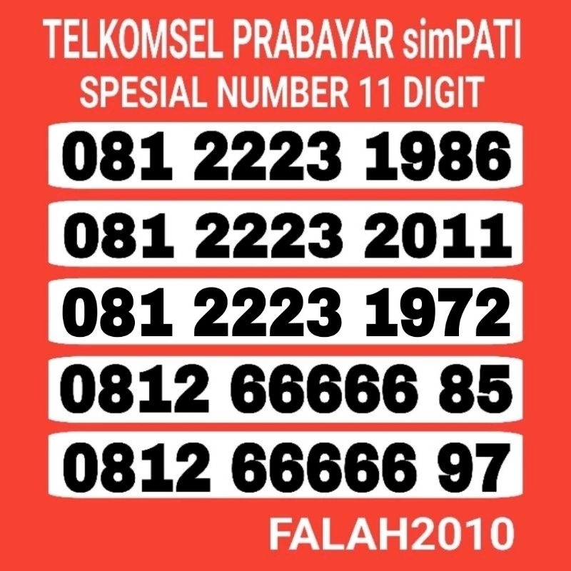 NOMOR CANTIK SIMPATI TELKOMSEL 11 DIGIT ANGKA 4 VARIAN KARTU PERDANA CANTIK TELKOMSEL SIMPATI 11 DIG