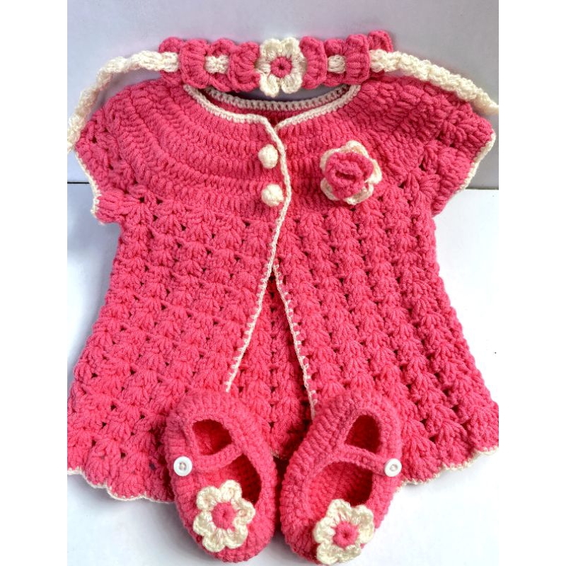 baju rajut bayi 1 set