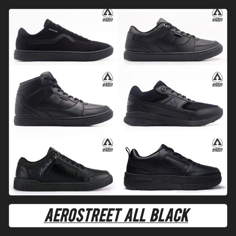 Aerostreet 37-44 Full Black - Massive Hitam | Massive | Hoops | Hoops Low | Osaka | Brooklyn | Aeros