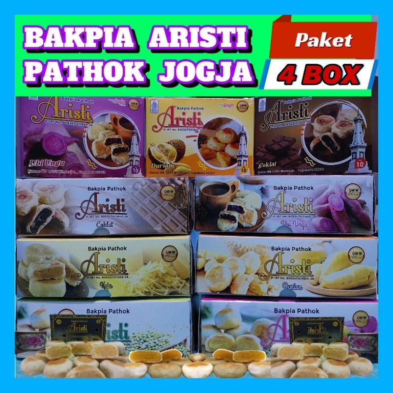 

Paket 4box bakpia aristi jogja - kering isi 10biji