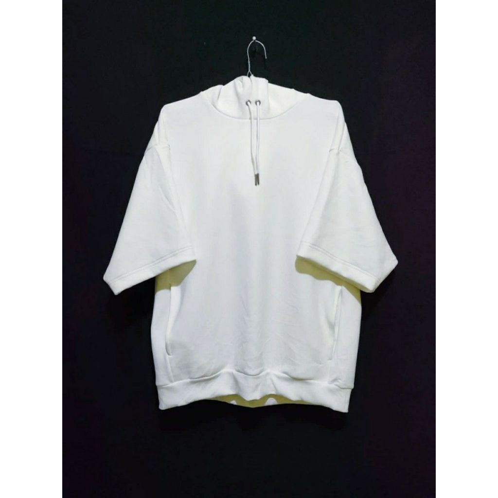 HOODIE GU PUTIH LENGAN PENDEK bahan scuba