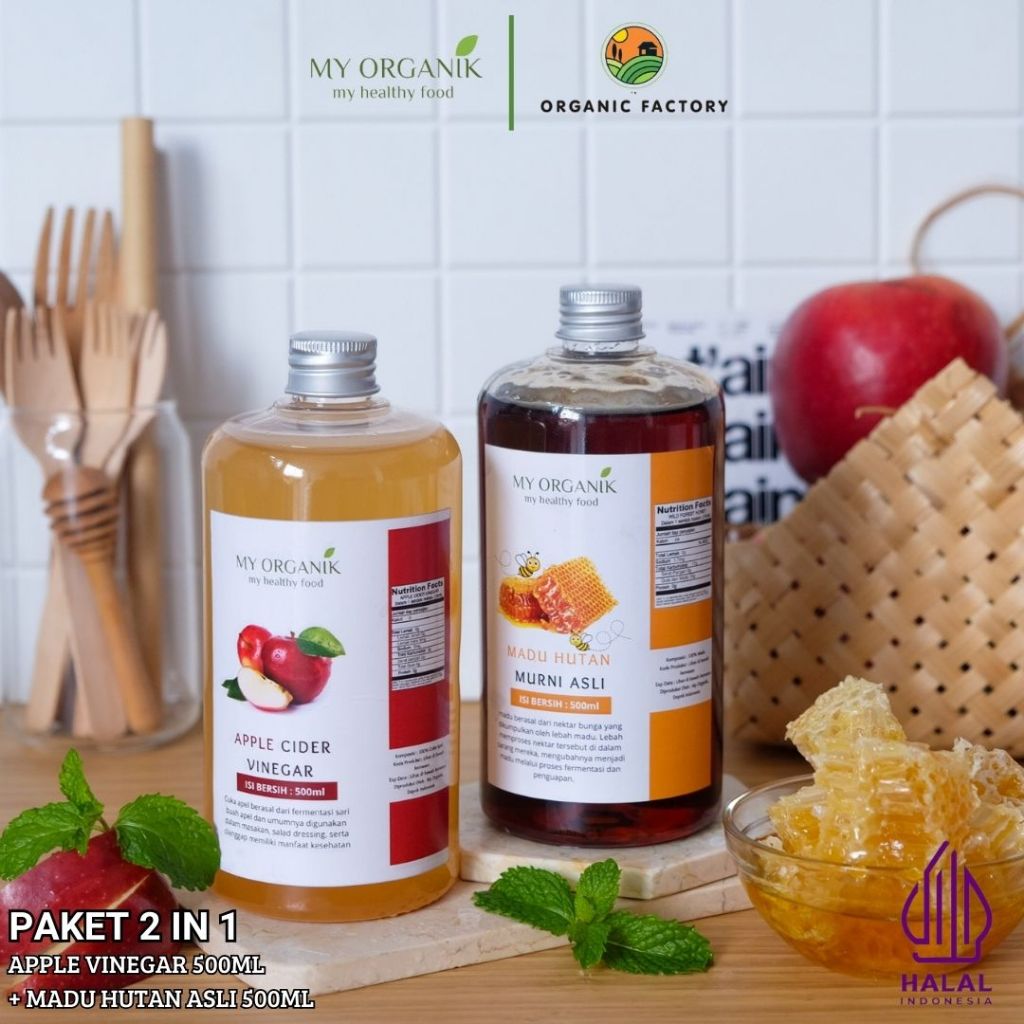 

My Organik Cuka apel Asli 500 ml Apple Vinegar With Mother Original Madu Hutan Murni KLM 500ml 100%