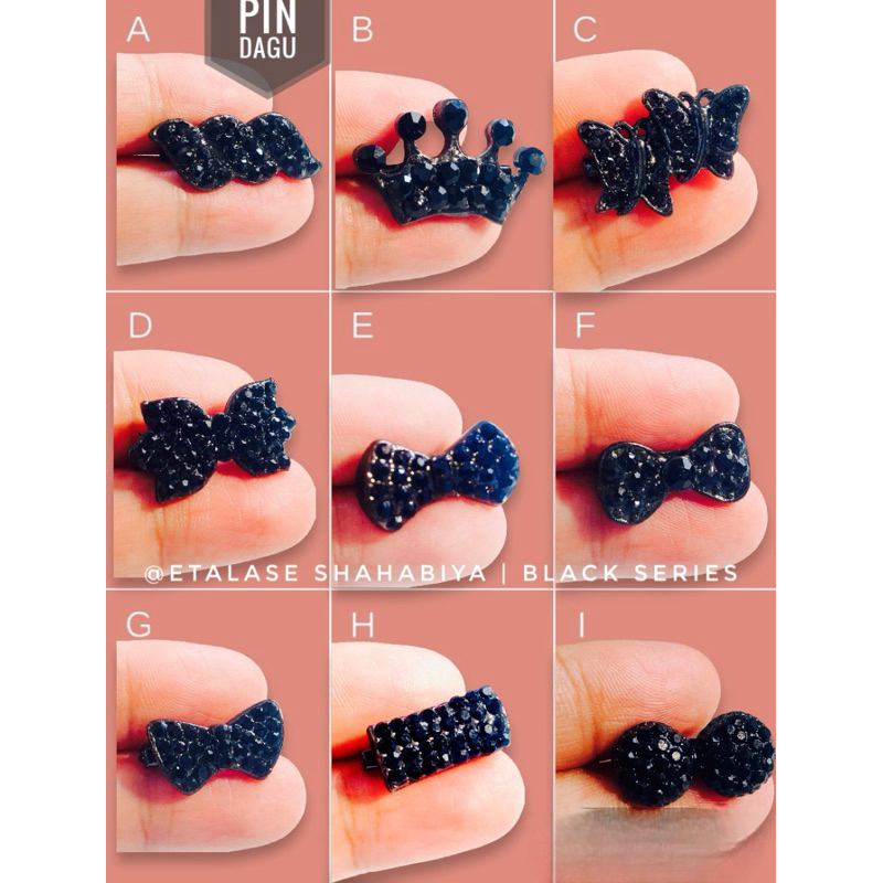 Bros Dagu Korea Kecil Aksesoris HITAM Jilbab Hijab Kerudung Wanita Muslim Muslimah Small Brooch Pin 