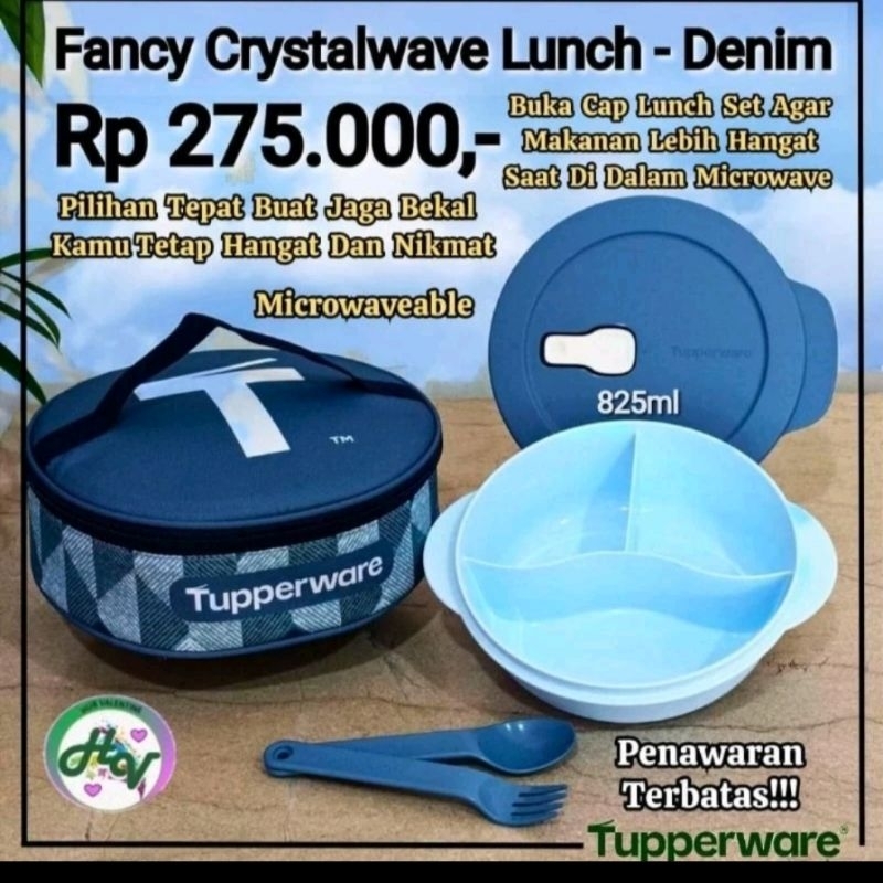 READY STOCK TERAKHIR Fancy crystalwave lunch set Tupperware
