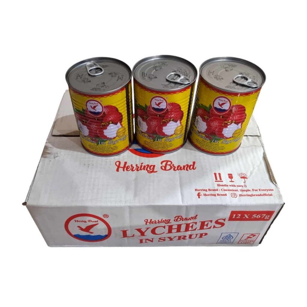 

Buah sirup leci lychee lecy lechy syrup kaleng Herring brand 12 x 567 gram (1 dus karton)