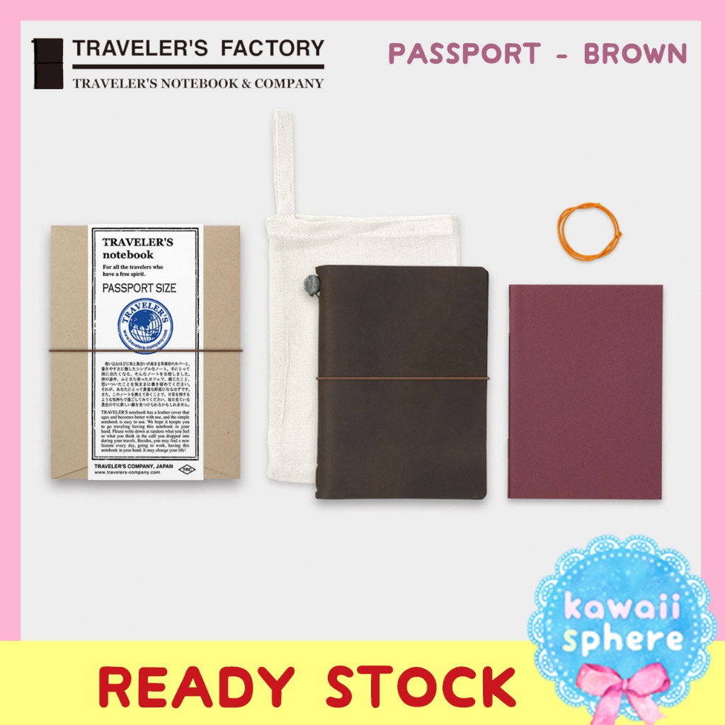 

Travelers Notebook Kit Passport Size | Brown | Ready Stock Handcarry Jepang | Traveler's Notebook Cover + Refill Set